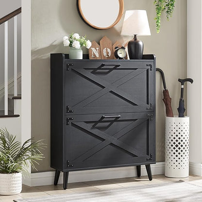 Shoe Storage Cabinet, Farmhouse Shoe Organizer