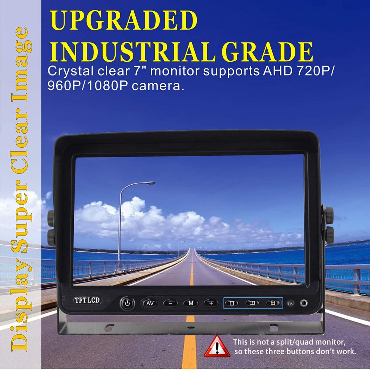 AHD 1080P 7" Reverse Rear View Backup Camera System, Camera with Night Vision Waterproof IP69K Vibration-Proof 10G for Tractor/Truck/Bus/Motorhome/Excavator/Caravan/Skid Steer/Harvester
