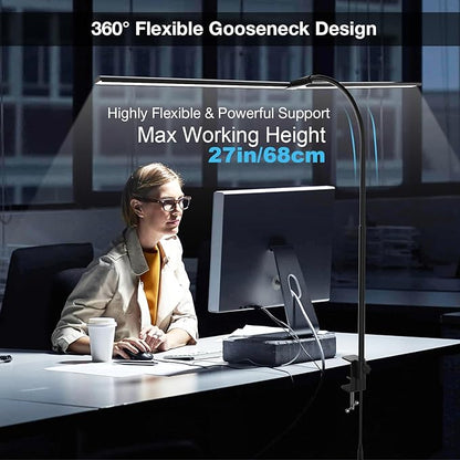 Desk Lamp for Office Home, 31.5" Desktop Lighting Bar with Gooseneck, Clip on Desk Light with Clamp, Bright Dimmable Table Lamp for Study, Work, Computer, Monitor, Reading