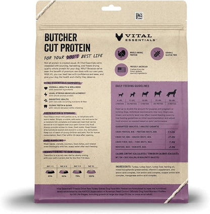 Vital Essentials Freeze Dried Raw Dog Food, Turkey Mini Patties Entree, 14 oz