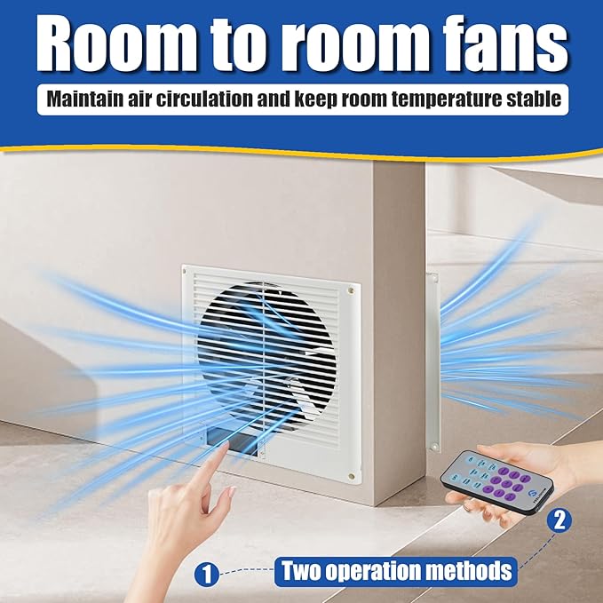 Thiadrs Room to Room Fan 8" Air Vent Fan, 10-Speed Quiet Airflow