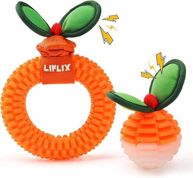 2-Pack Dog Teeth Cleaning Toys, Durable TPU Bite and Brush Dog Toys for Small and Medium Dogs, Dental Chew Toys for Puppy Teething