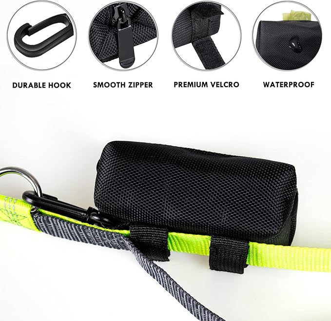 (2 Pack) Dog Poop Bag Holder, Poop Bag Holders for Leashes, CAKOVANO Doggie Waste Bag Dispenser Small Doggy Poop Bag Zipper Pouch with Carabiner Clip with 4 Rolls of Pet Trash Bags, Black
