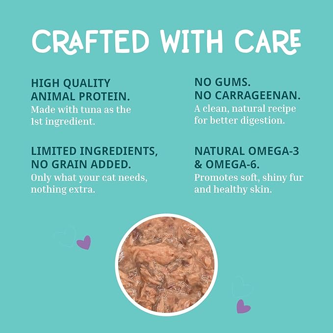 LOVE, NALA - Single Protein Tuna Flaked Wet Cat Food - Hydration Broth, Natural, Grain-Free, Non-GMO, No Gums, No Carrageenan, Human-Grade Tuna, Added Vitamins & Minerals - 2.8 oz, 12 Cans