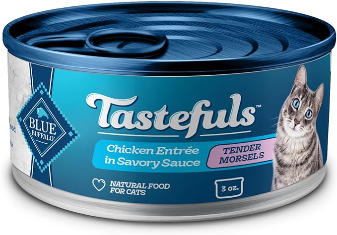 Blue Buffalo Tastefuls Natural Tender Morsels Wet Cat Food, Chicken Entrée 3-oz cans (Pack of 24)