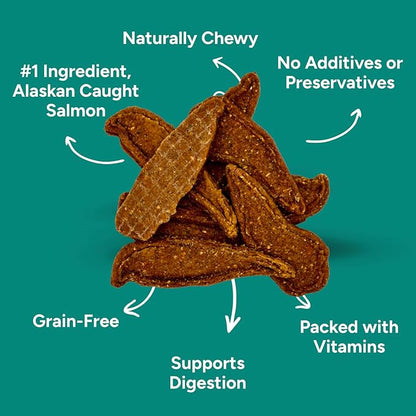 Gaines Family Farmstead Salmon & Sweet Potato Fillets for Dogs - 8 oz Pouch, All-Natural Dog Treats – Wild Caught Alaskan Salmon, Soft Chew, Limited Ingredients, Made in USA
