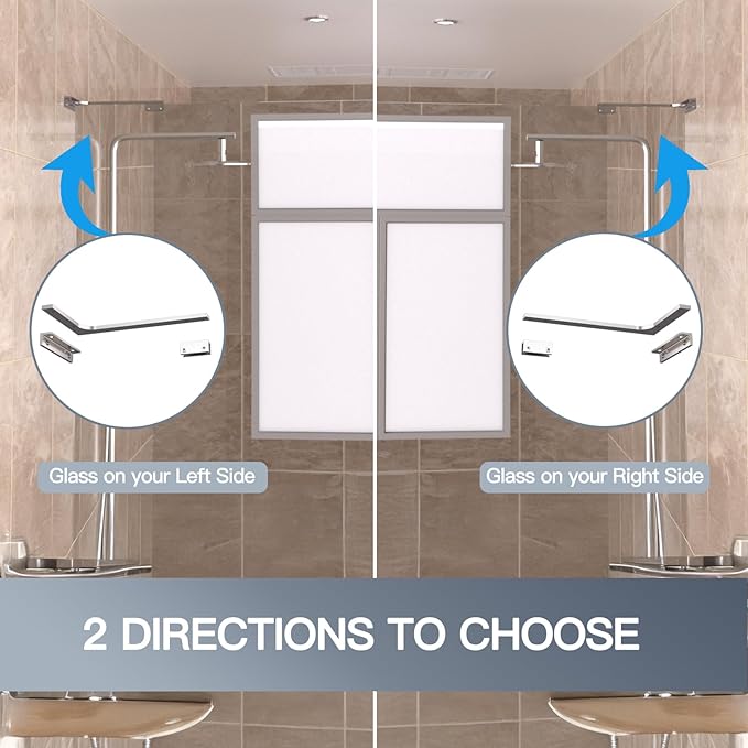 Shower Glass Support Bar, Both Sides Available, Frameless Bathroom Glass Clamp