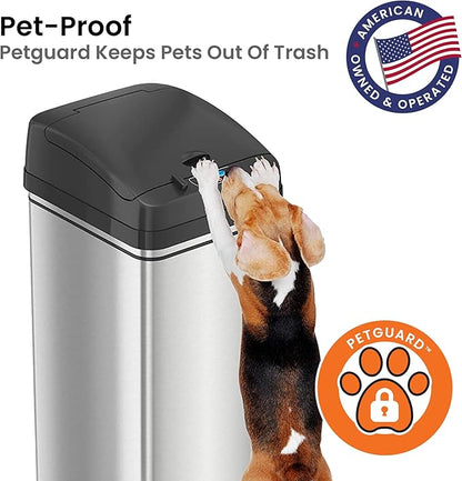 iTouchless 50 Liter / 13 Gallon Sensor 2.0 Dog-Proof Kitchen Trash Can