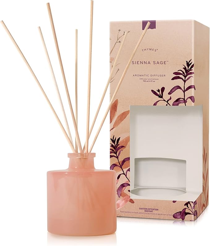 Thymes Petite Reed Diffuser Set – Includes Rattan Wood Sticks, Fragrance Oil