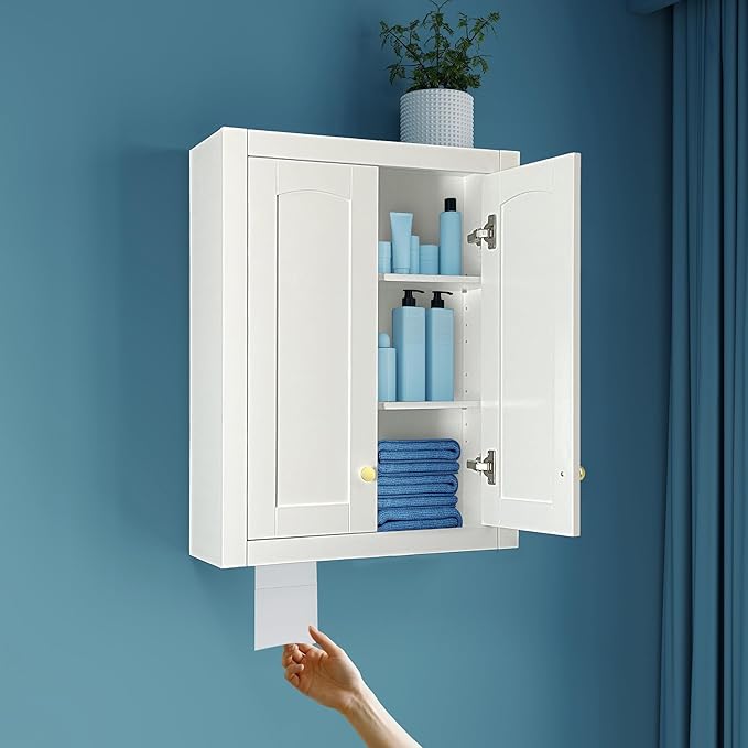 Wall Mount Cabinets Bathroom Wall Cabinet Buffering Hinge, Can Hold Toilet