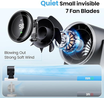 WSKEN Desk Fan with Battery Operated, Quiet Digital Display Portable Fan