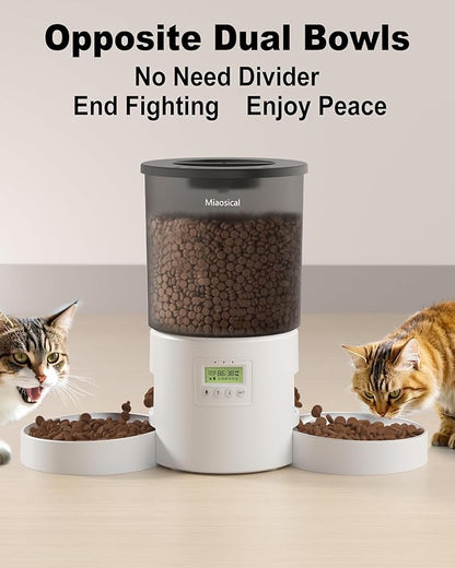 Automatic Cat Feeder for 2 Cats, 4.2L Dual Food Dispenser, Portion Control