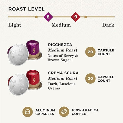 Peet's Coffee, Medium Roast Espresso Capsules Variety Pack, Compatible