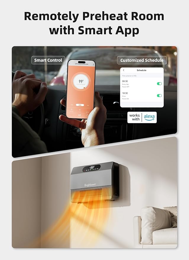 Brightown Smart Wall Heater, Electric Space Heater
