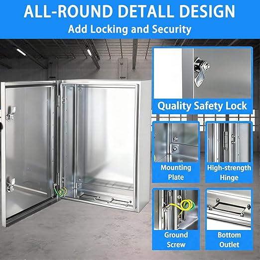 Electrical Enclosure 24x16x8, 304 Stainless Steel Enclosure IP66 Waterproof and