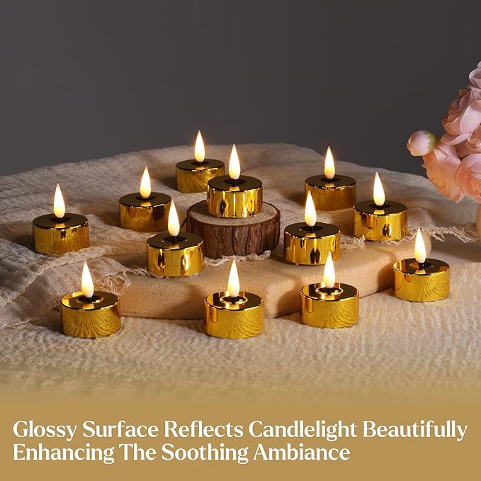 Eywamage Gold Christmas LED Tealights