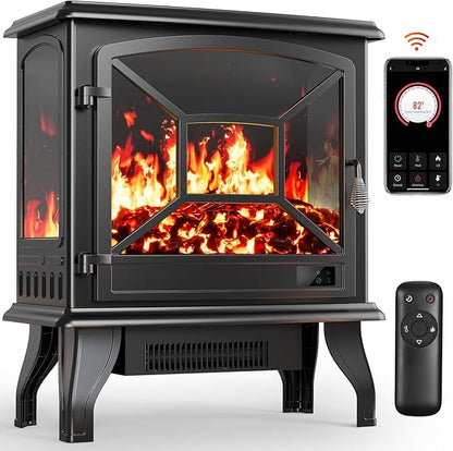 Silonn Electric Fireplace Heater, Quick Heating Portable Fireplace