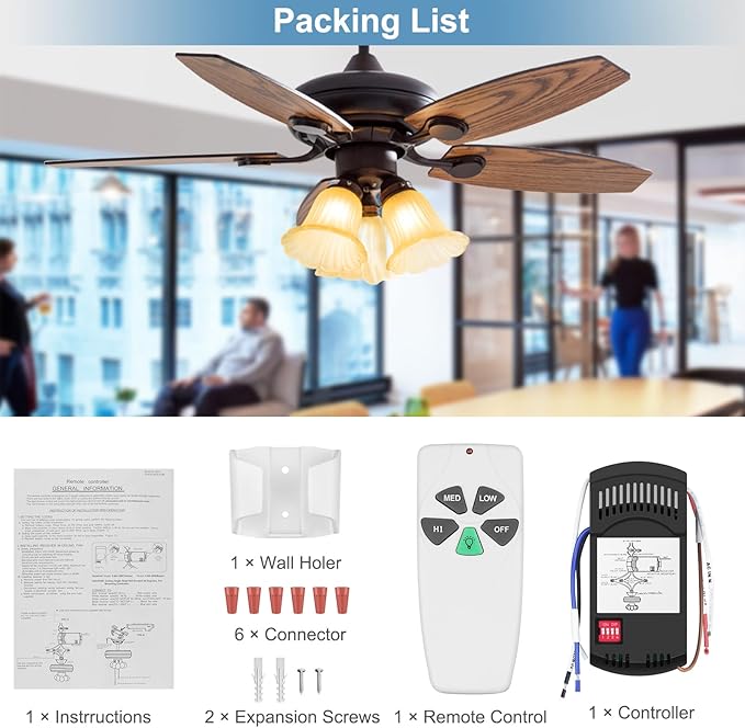 Universal Ceiling Fan Remote Control Kit Dimmable, Replacement