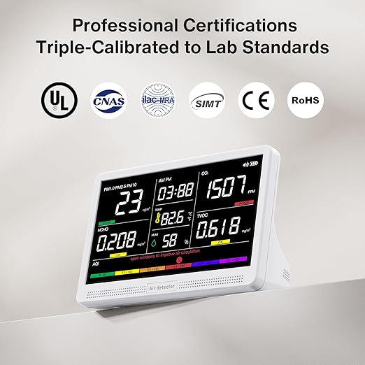 bonoch Upgrade Extended 12-Hour Battery Life 16 in 1 Air Quality Monitor Indoor
