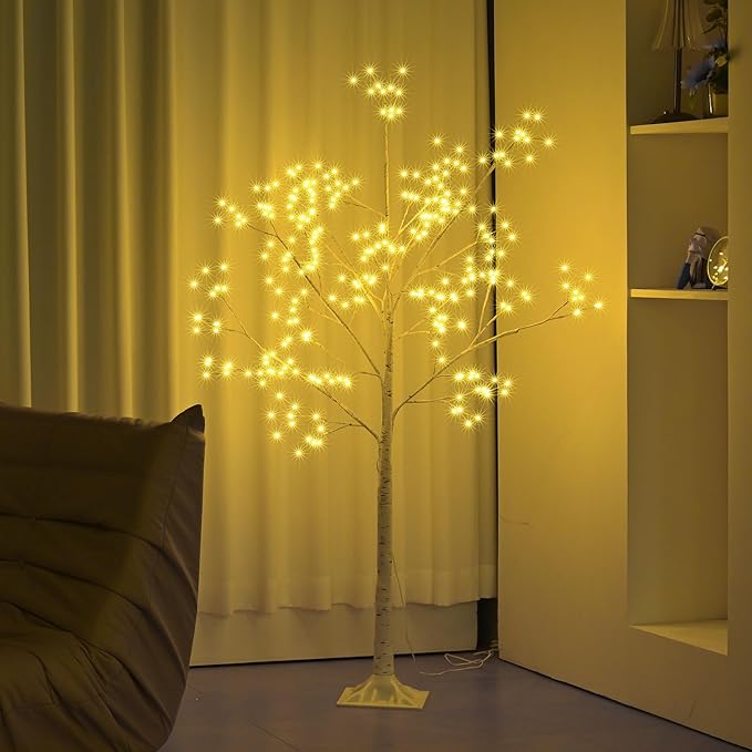 288 LED Birch Tree Lighted with Remote Control, Electric Plug in DIY Artificial Tree Lights, Fairy Spirit Tree lamp for Home Bedroom Christmas Party Indoor Decor Lights (Warm White)