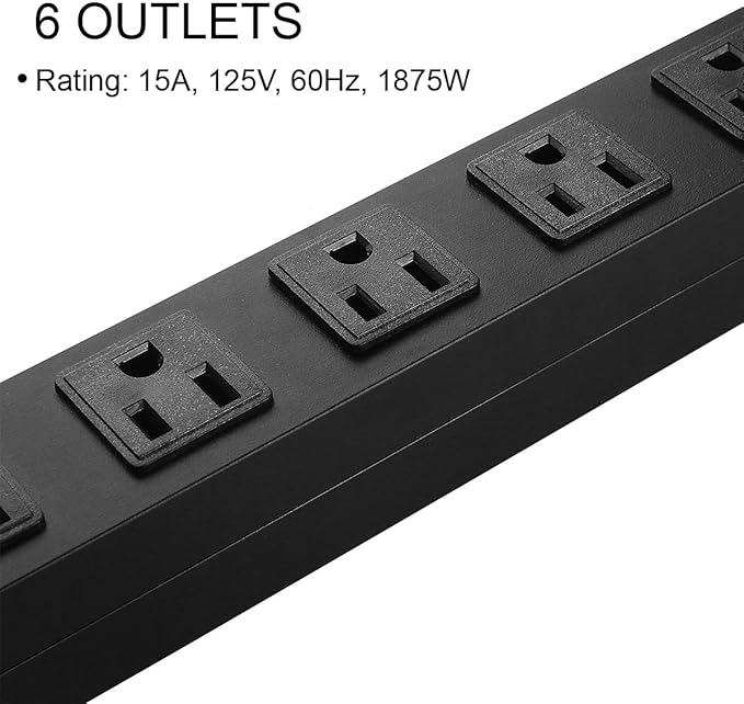 Metal Wall Mount Power Strip, Mountable Power Outlet