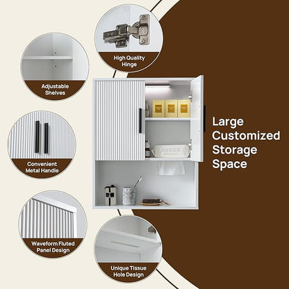 Modern Fluted Bathroom Wall Cabinet