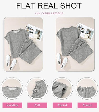 SHEWIN Womens Two Piece Fall Outfits Sweatsuits Casual Pullover Tops and Wide Leg Sweatpant Lounge Sets