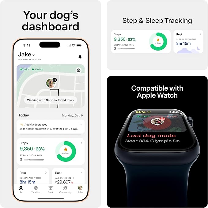 Fi Mini GPS Tracker for Dogs — 6-Month Membership Included — Smart Pet Tracking