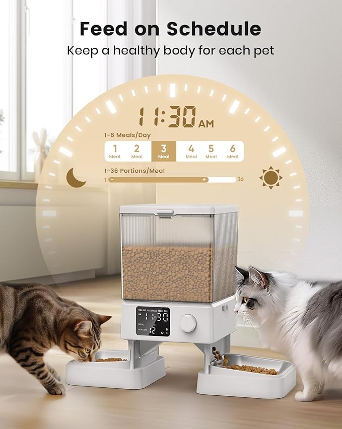 oneisall Automatic Cat Feeder for 2 Cats, 20 Cups/5L Automatic Cat Food