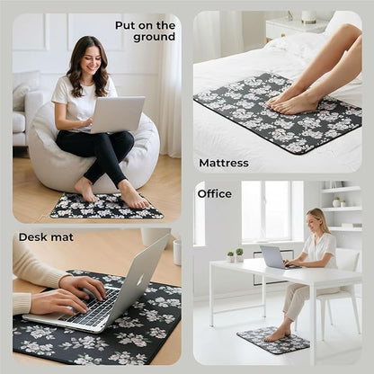 Grounding Mat for Feet - Grounding Well Mat with Anti-Slip Surface - Improves Sleep,Energy and Ailments, Reduces Stress - Complete Earthing Pad for Bed, Desk, or Chair
