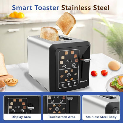Touch Screen Toaster 2 Slice, Smart Digital Toasters, 6 Browning Levels & 6