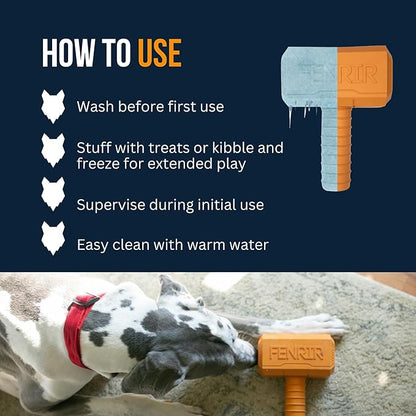 Fenrir Hammer Dog Chew Toy Strong Rubber Stuffable Enrichment Toy for Chewers (Black, Medium)