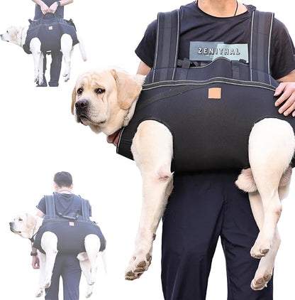 Dog Lift Harness Backpack Carrier for Large Dogs, Full Body Sling with Handle, Dog Harness for Joint Injuries, Arthritis, Ideal for Stairs, Elderly Dogs
