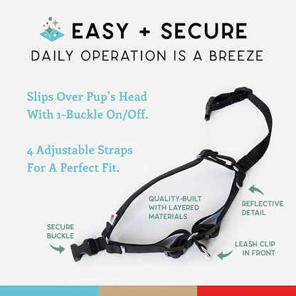 No Pull Dog Harness | Comfortable Dog Training Harnesses | Effective No Pull Harness Design | Ideal Dog Harness for Small Dog and Puppy | 4-Point Adjustable (S - 18~24 inch Girth, Black)