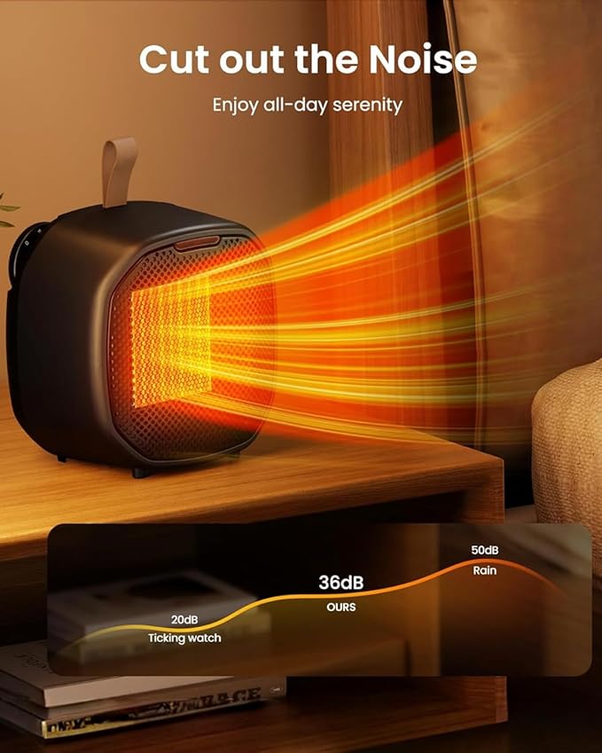 Portable Small Ceramic Space Heater w/Thermostat, 1200W Indoor Electric Space