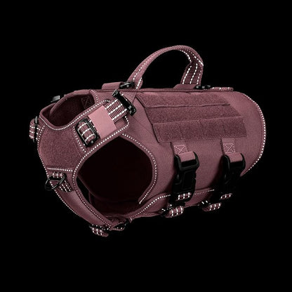 ICEFANG No Pull Tactical Dog Harness for Small Dogs,Adjustable Dog Vest | Control Handle,MOLLE Panel,Front Hook,3 Leash Clips,Soft Padded,for walking training,Pink,Small