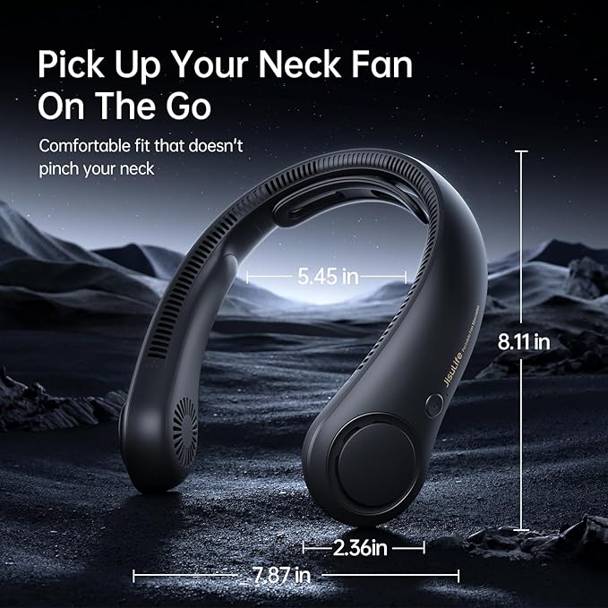 JISULIFE Portable Neck Fan Upgraded, Neckbrace Personal Hands Free, 5 Speed