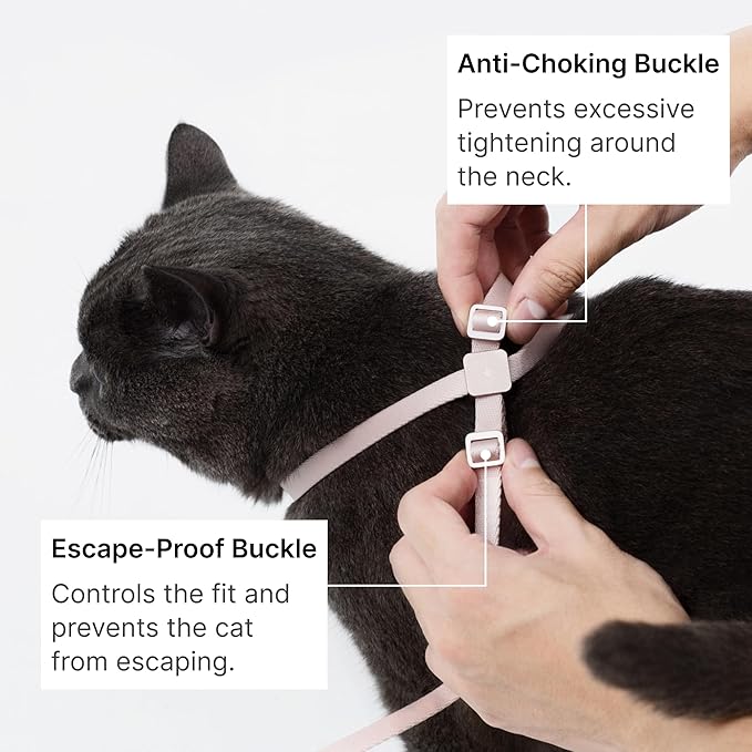 Cat Harness and Leash Set, Lightweight Escape Proof Cat Harness Leash with Padded Handle, Adjustable Cat Leash and Harness for Kitten Small Large Cats Walking Training (Space Gray, M)