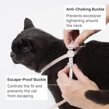 Cat Harness and Leash Set, Lightweight Escape Proof Cat Harness Leash with Padded Handle, Adjustable Cat Leash and Harness for Kitten Small Large Cats Walking Training (Monet Purple, M)