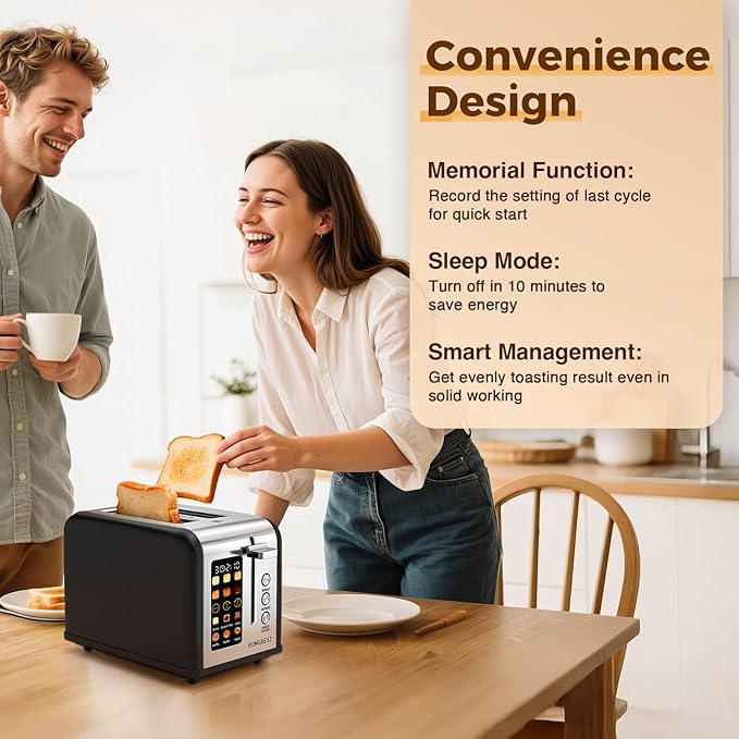 2 Slice Easy Touch Screen Toaster, Stainless Steel Toaster
