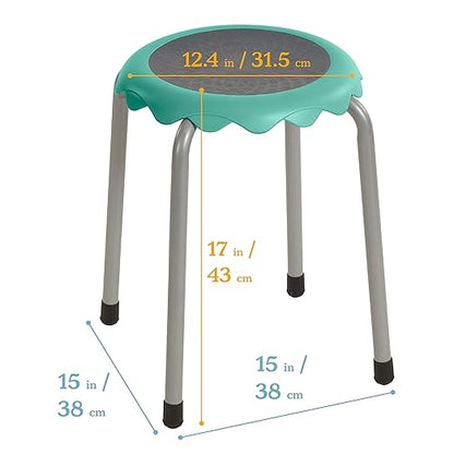 ECR4Kids Daisy Stackable Stool Set, Flexible Seating, Seafoam, 8-Piece