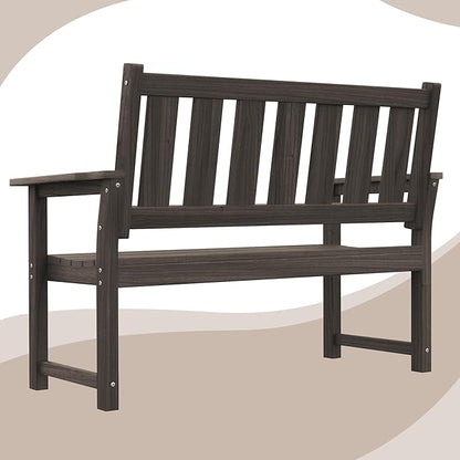 ACUEL HDPE Outdoor Bench – 50'' Weatherproof Durable Outdoor Bench, 2-Person Park Bench, Easy to Move, Multi-Purpose Design Ideal for Porch, Patio, Church, and School (Dark Brown)