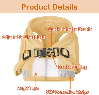 Cat Harnesses and Puppy Harness with Leashes Set, Escape Proof Cat Harness, Adjustable Reflective Soft Mesh Vest Fit Puppy Kitten Rabbit Ferrets's Outdoor Harness