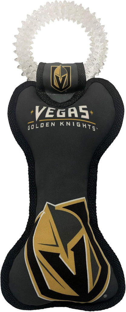 Pets First NHL LAS Vegas Golden Knights Dental Dog TUG Toy with Squeaker. Tough PET Toy for Healthy Fun, Teething & Cleaning Pet's Teeth & Gum., one Size (LVK-3310)