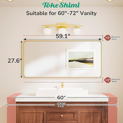 TokeShimi 60x28 Wall Mirror for Bathroom, Matte Black Bathroom Vanity Mirror