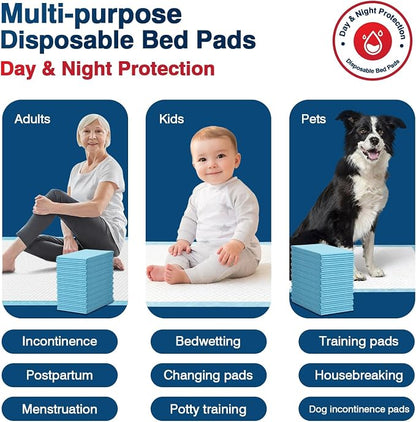 BIGGMED Tear-Resistant Disposable Bed Pads 30" x 36" 50 Count Absorbent Underpads, Chux Thicker Extra Large Incontinence Bed Pads, Pee Pads for Adults, Kids, Elderly, Pets