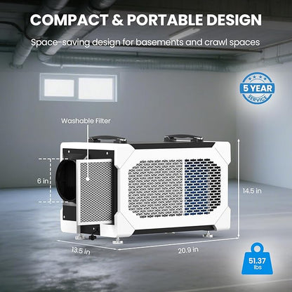 CADPXS Crawlspace Dehumidifier, 145 Pints Commercial-Grade Dehumidifier