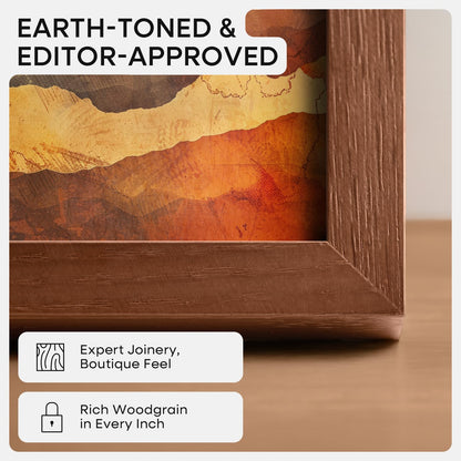 Homeforia 27x40 Poster Frame Brown, High End Dark Oak 27x40 Large Wooden Frame with Mat 24x36, 27 x 40 Walnut Wood Picture Frame Matted to 24 x 36, 40x27 Thin Frame, Tempered Glass, Wall Kit, Set of 1