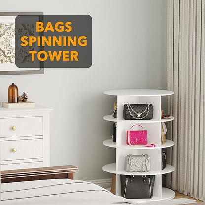 SpaceAid 4 Tier Rotating Shoe Rack Tower, Spinning Shoe Display Lazy Susan