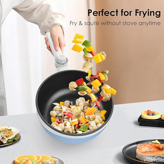 Audecook Hot Pot Electric, 1.7L Mini Electric Skillet Portable Nonstick Sauté